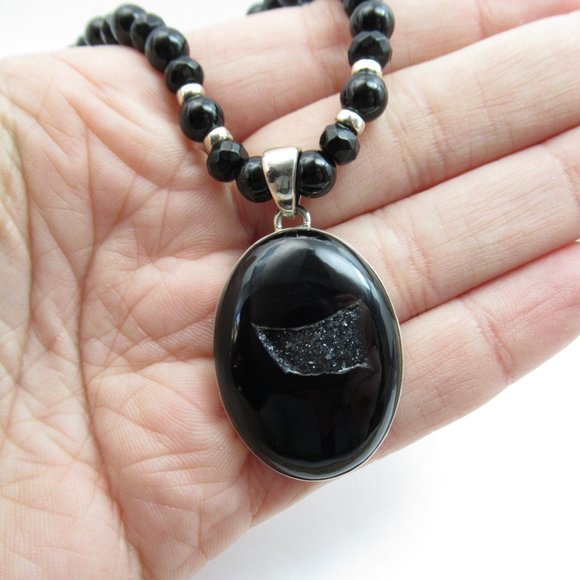Black Onyx Druzy necklace - Picture 9 of 13